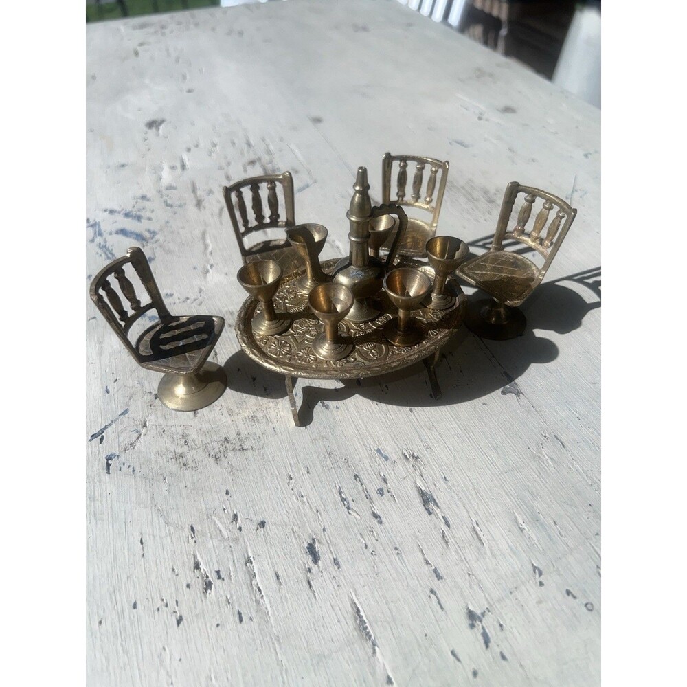 Norleans VTG Brass 1/12 Scale Dollhouse Dining Set(12 pc) Made in India